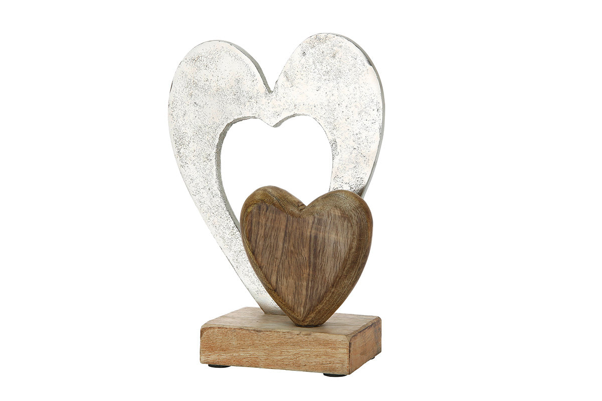 Hart Decoratie Mango Hout Metaal