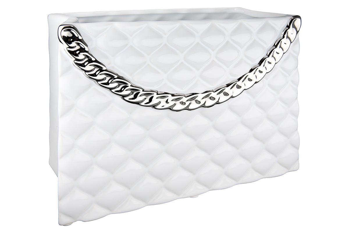 Rom Handtasvaas Wit-Zilver 20 cm