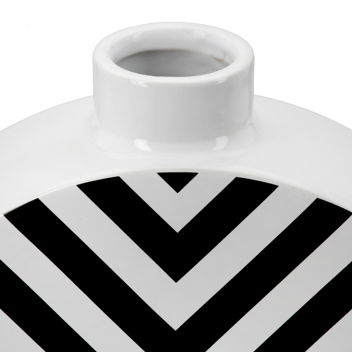 Chevron Ronde Vaas Zwart-Wit 28 cm
