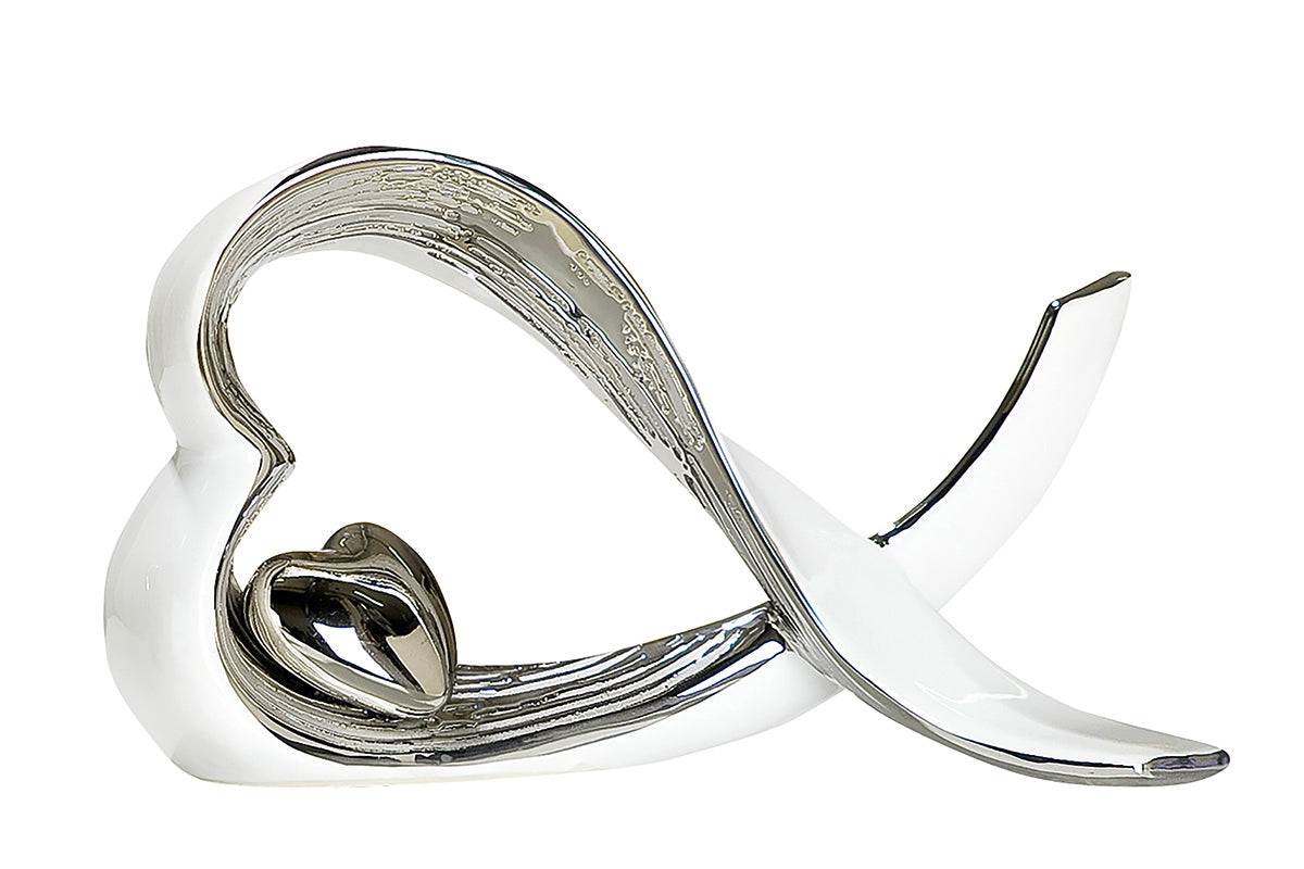 Keramisch Hart Zilver Wit