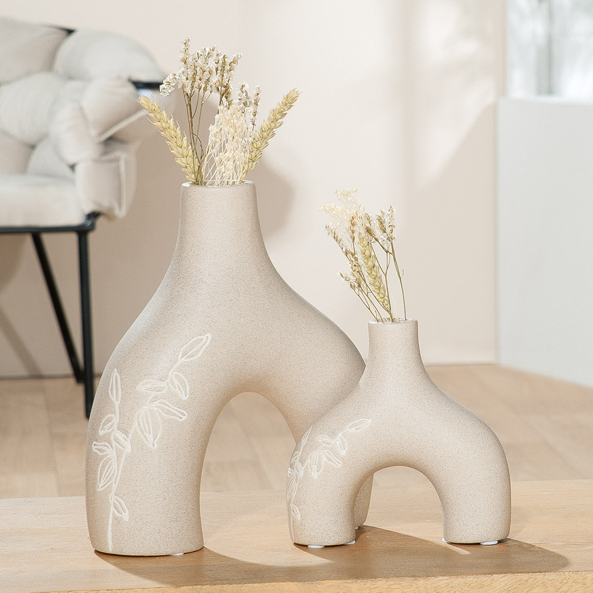 Ginkgokranz Vaas Beige 25.5 cm