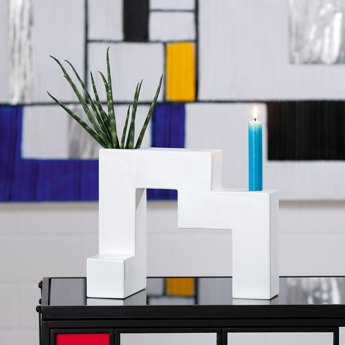 Patras Geometrische Vaas Wit 23 cm