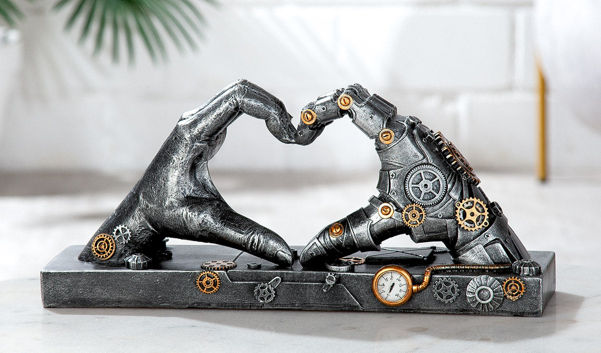 Steampunk Hand Hart Sculptuur 35 cm