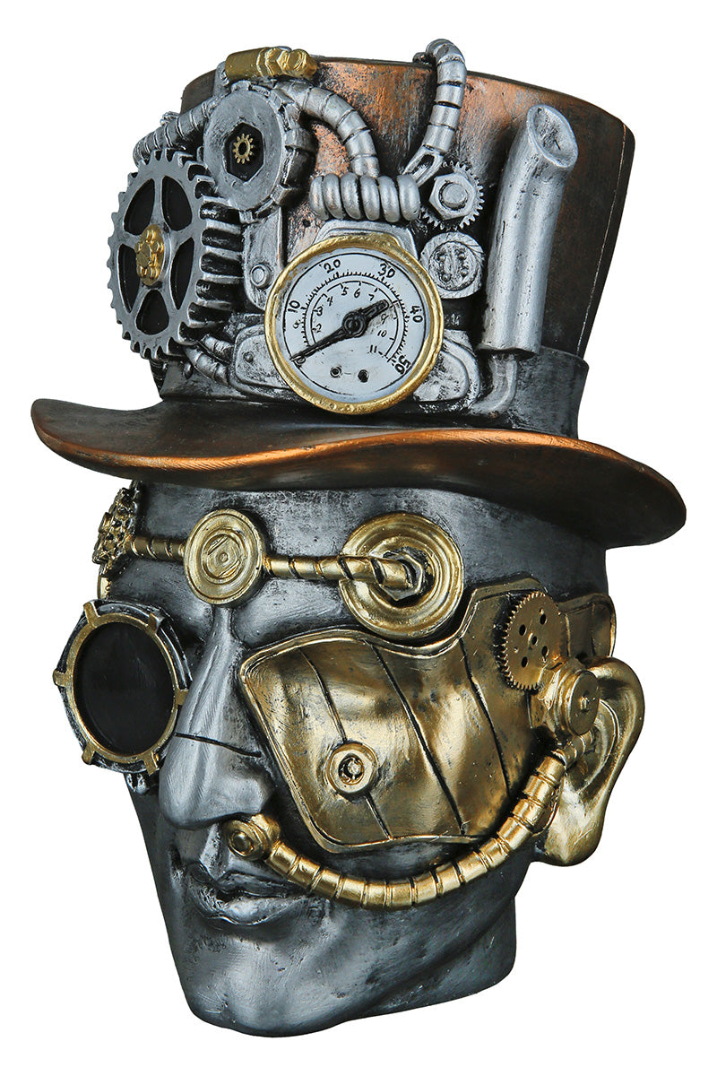 Steampunk Mannenhoofd Decoratie Zilver
