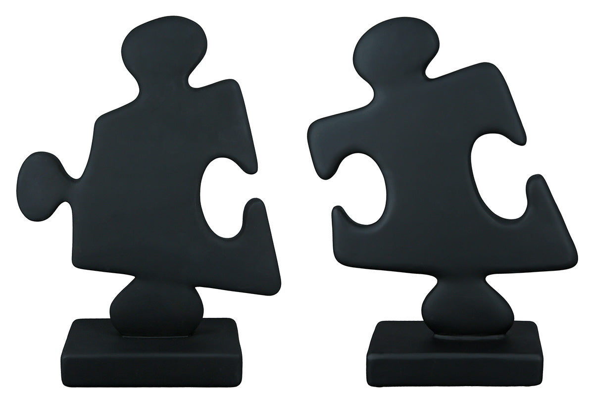 Zwarte Puzzle Sculptuur Modern