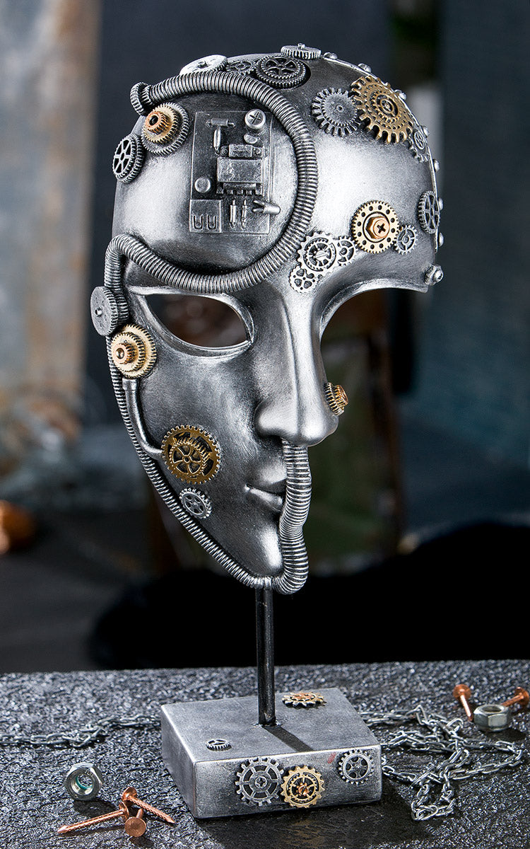 Steampunk Gezicht Sculptuur Zilver
