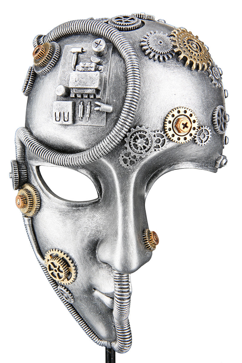 Steampunk Gezicht Sculptuur Zilver