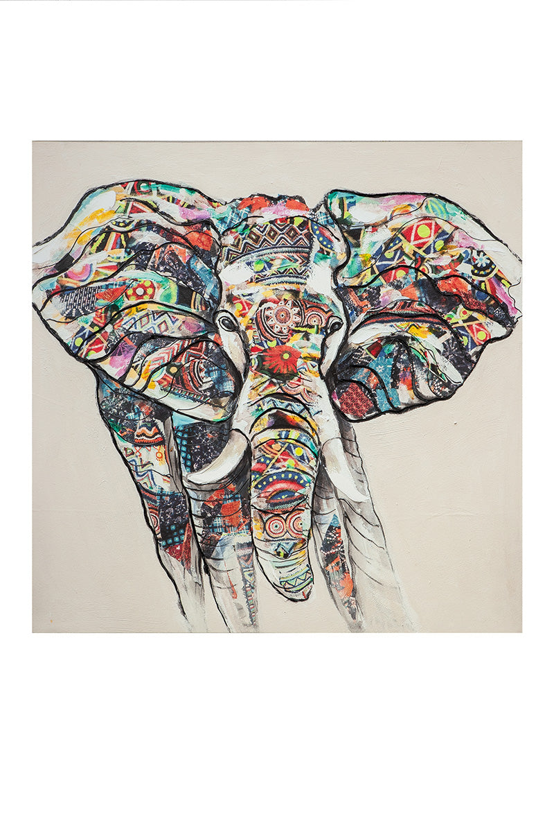 Bunter Elefant schilderij 100 cm