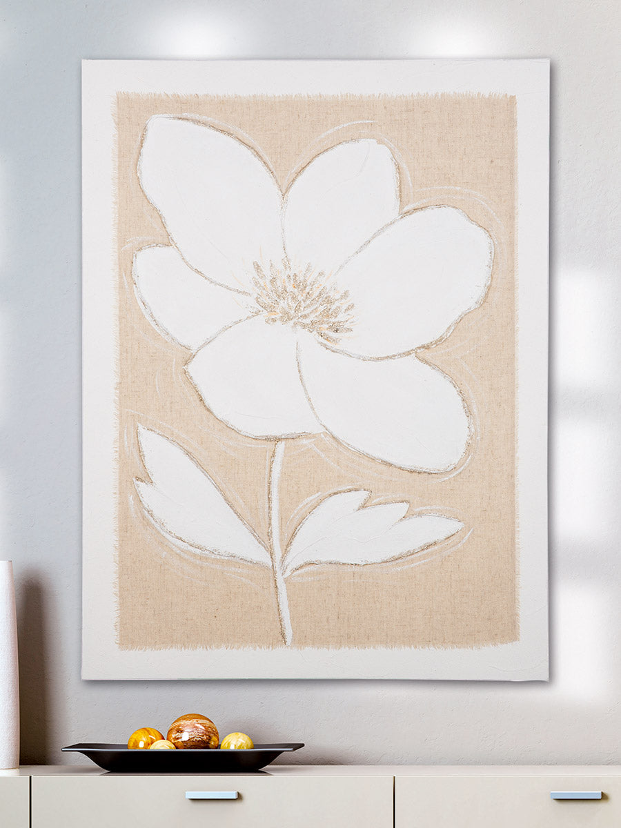 Crème schilderij Blume auf Tuch