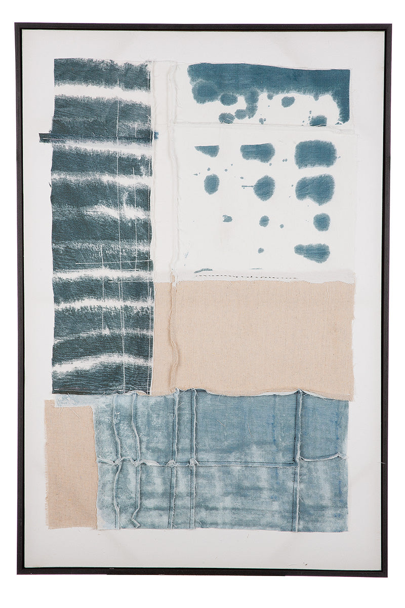 Blauw-wit schilderij Patchwork 92 cm