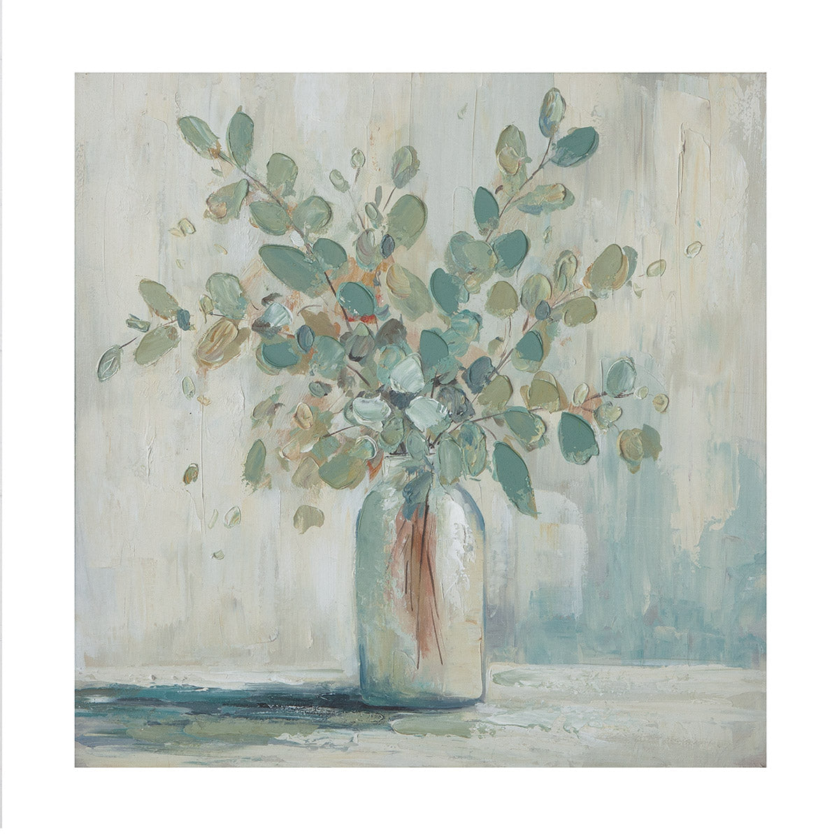 Eucalyptusschilderij met vaas 60 cm