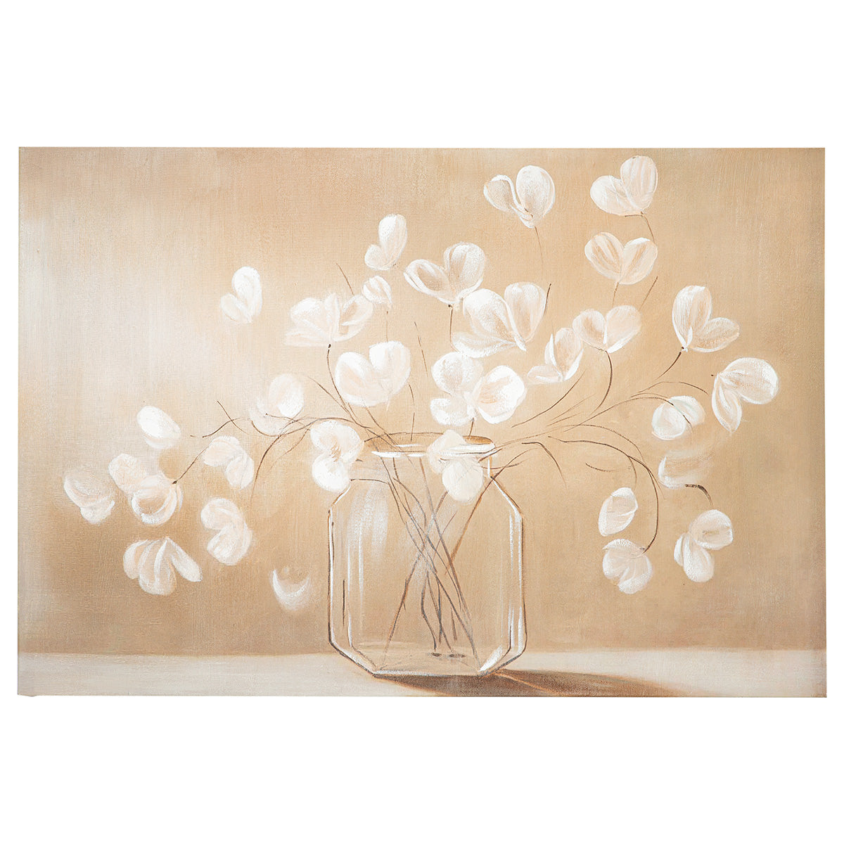 Bruin plantenschilderij 90 × 60 cm