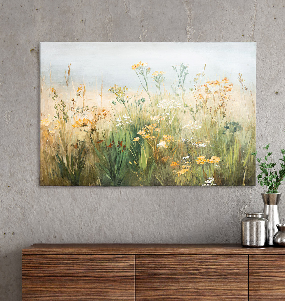 Groen schilderij Feldrain 90 cm