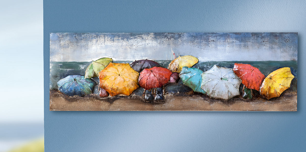 Beach Of Parasols 3D wanddecoratie