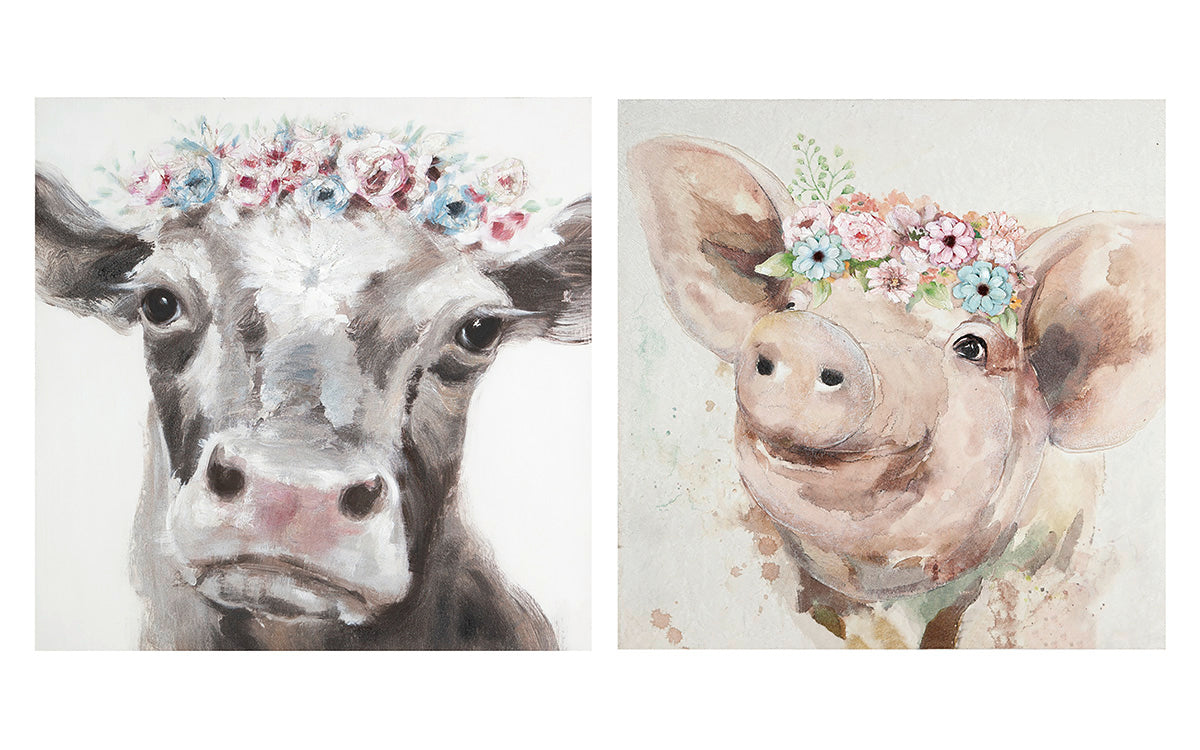 Grijs-roze dierenschilderij 50 cm