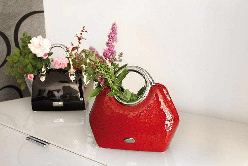 Milano Handtasvaas Rood-Zilver 21 cm