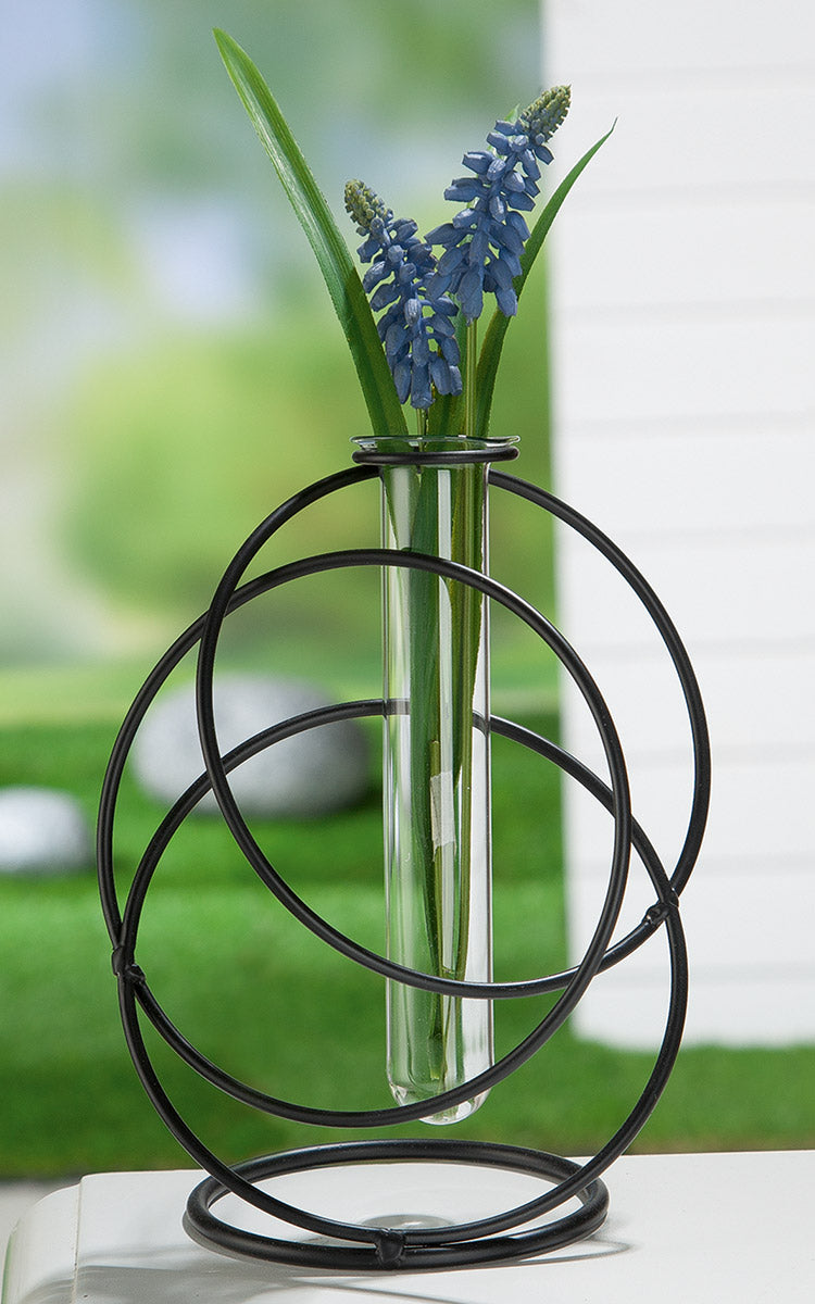 Zwarte Metalen Vaas Circle 18 cm