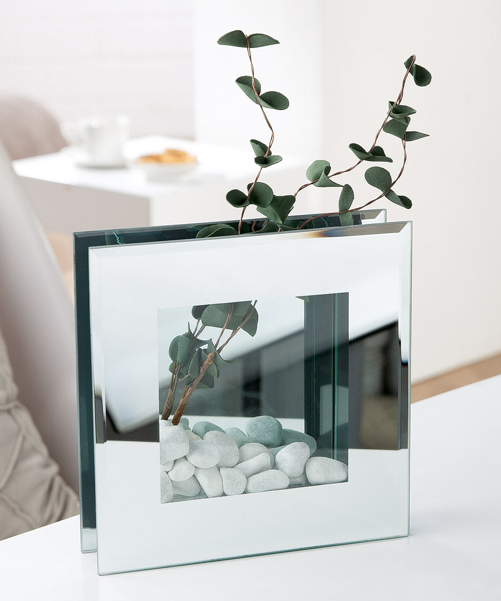 Vierkante spiegelglazen vaas 20 cm