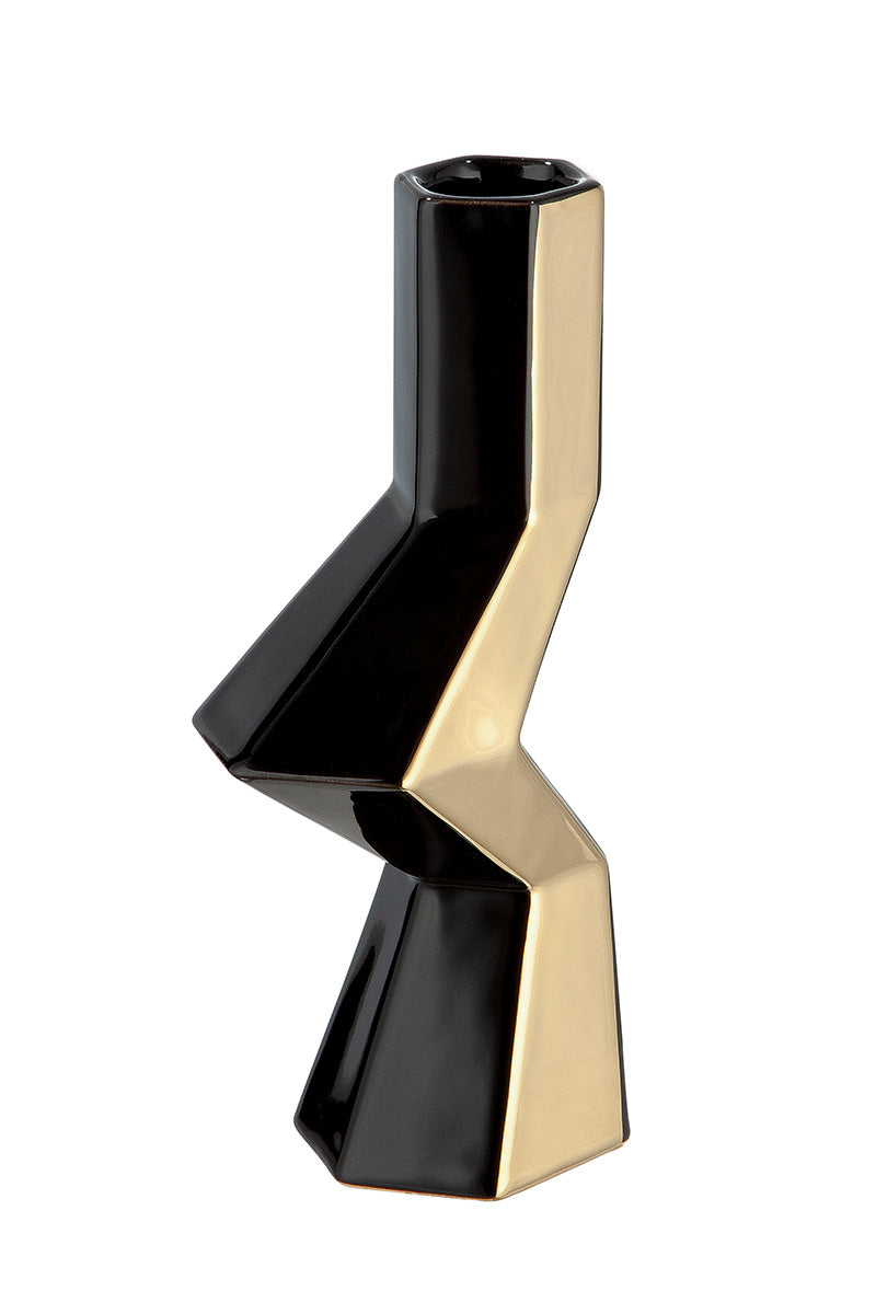 Vaas Canto zwart goud keramiek 25 cm