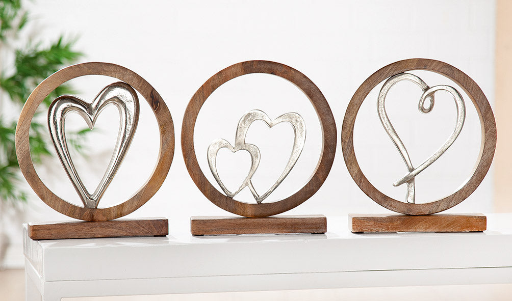 Ronde Hart Decoratie Hout Metaal