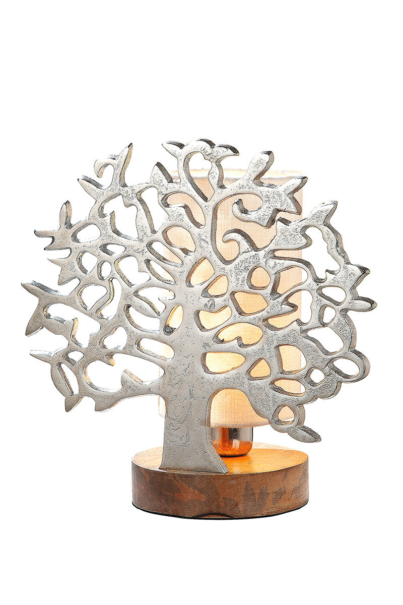 Levensboom Tafellamp Aluminium Hout