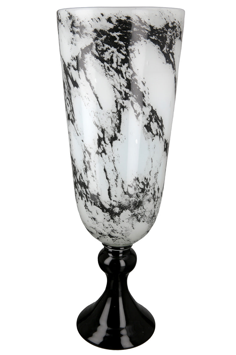 Trophy zwart-witte glazen vaas 42 cm