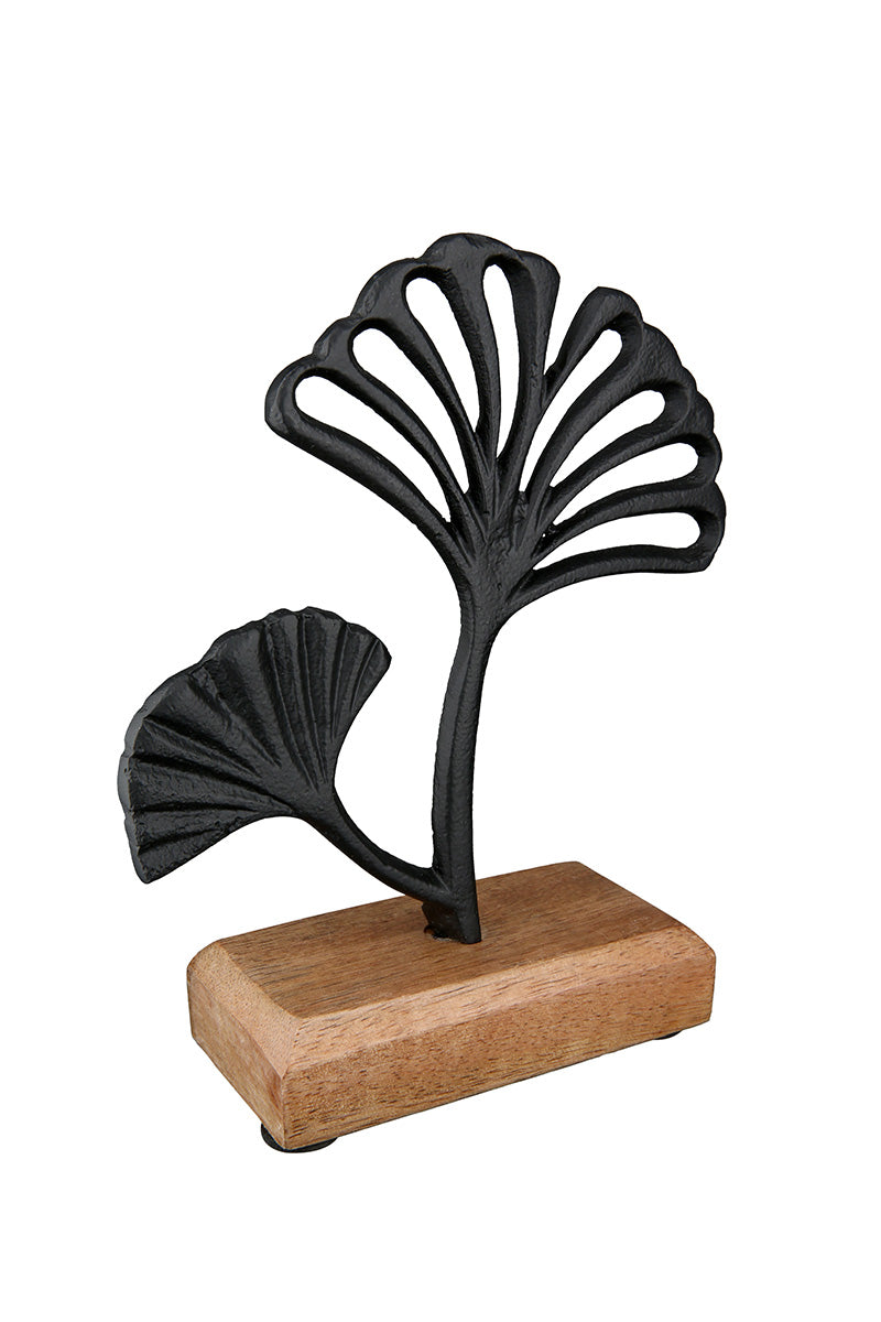 Staand Ginkgo Reliëf Zwart 26 cm