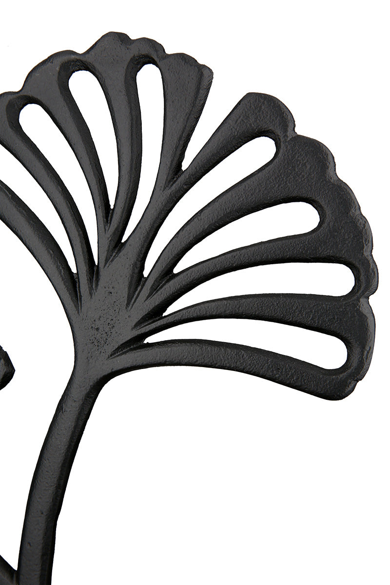 Staand Ginkgo Reliëf Zwart 26 cm