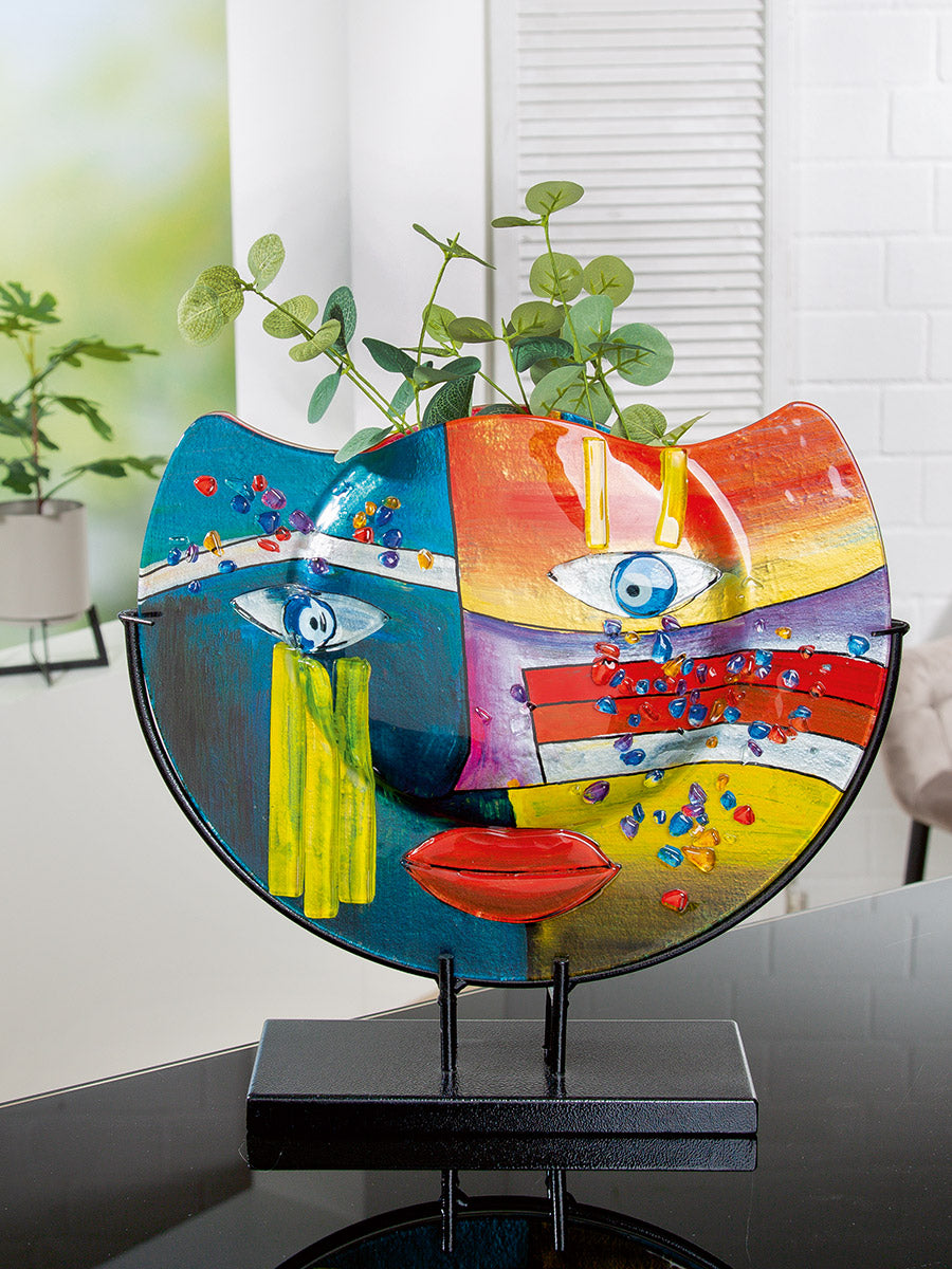 Blauwe gezichtvaas Fashion 35 cm