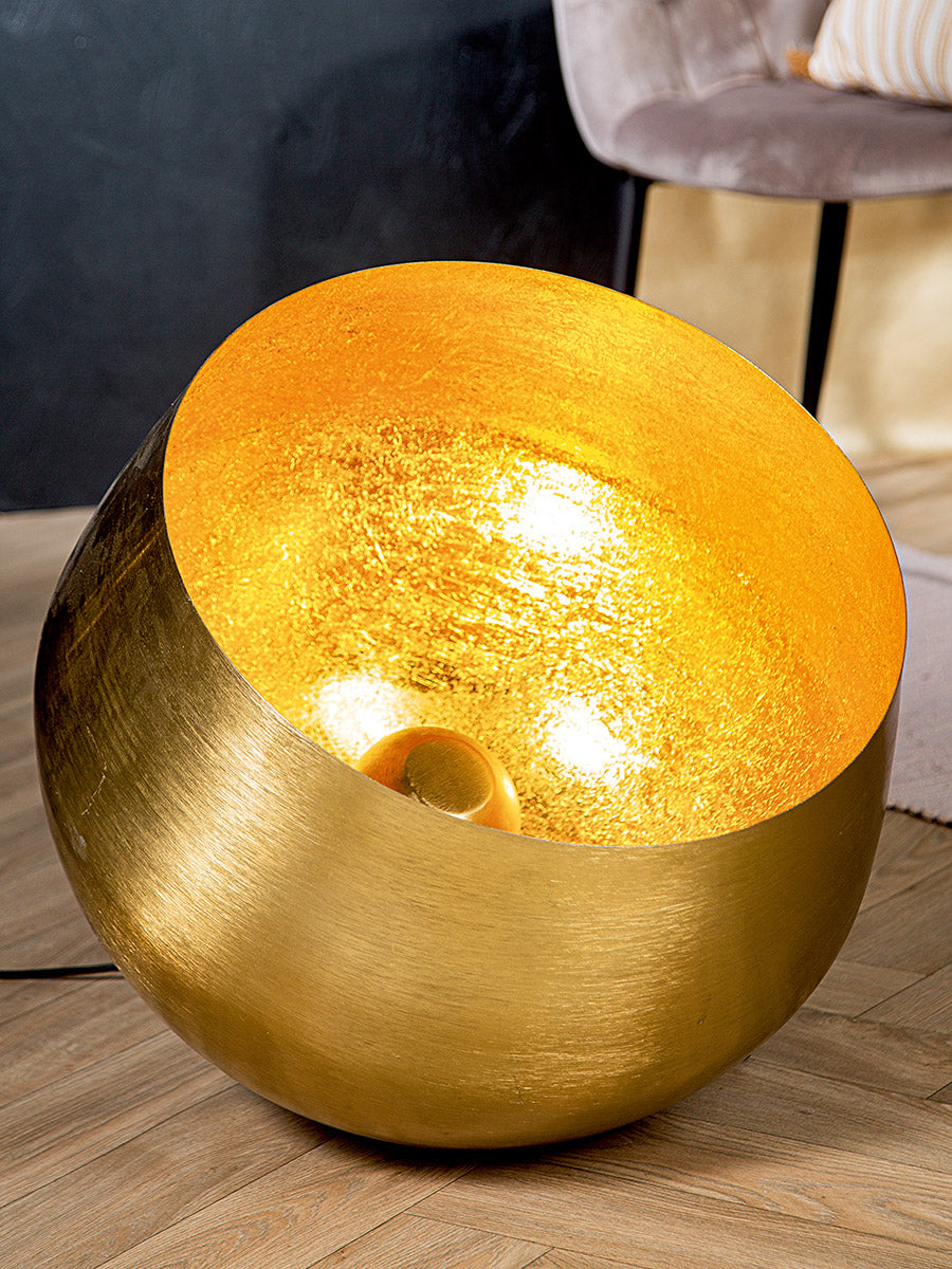 Meteo ronde vloerlamp goud metaal