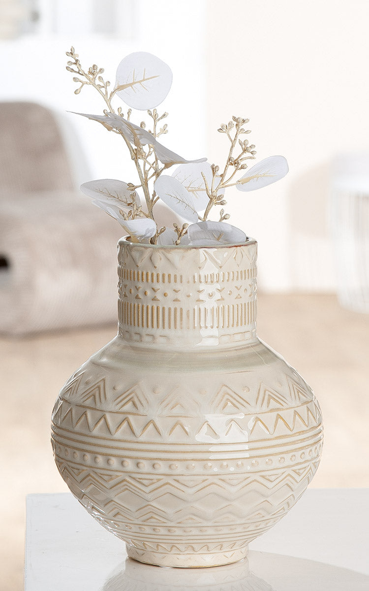 Inka Vaas Crème Keramiek 20 cm