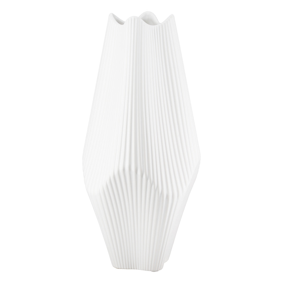 Lamellen Vaas Wit Keramiek 30 cm