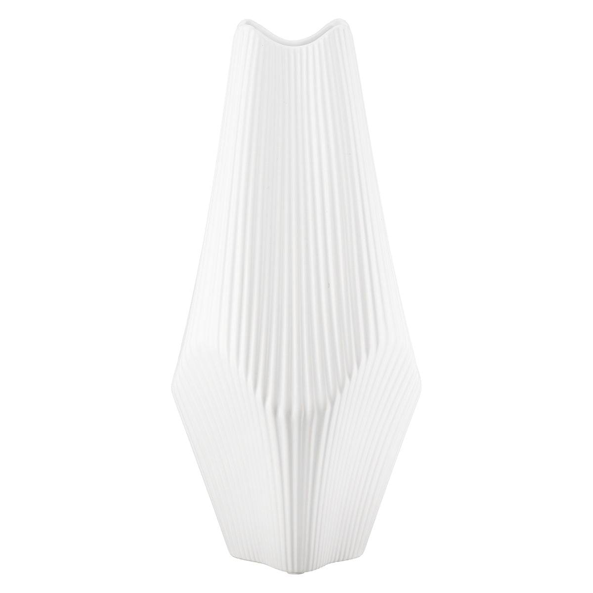 Lamellen Vaas Wit Keramiek 30 cm
