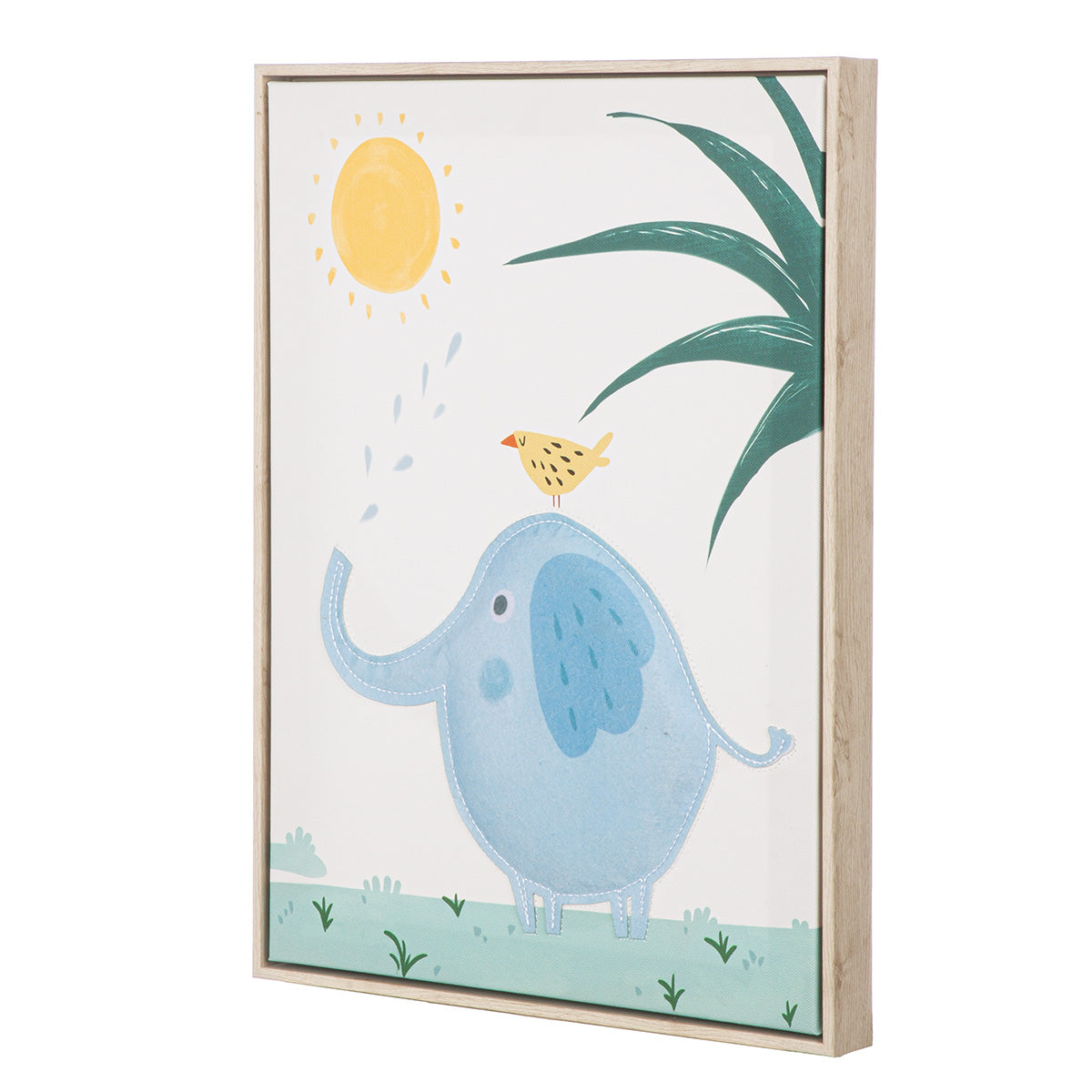 Olifant met vogel schilderij 42 cm