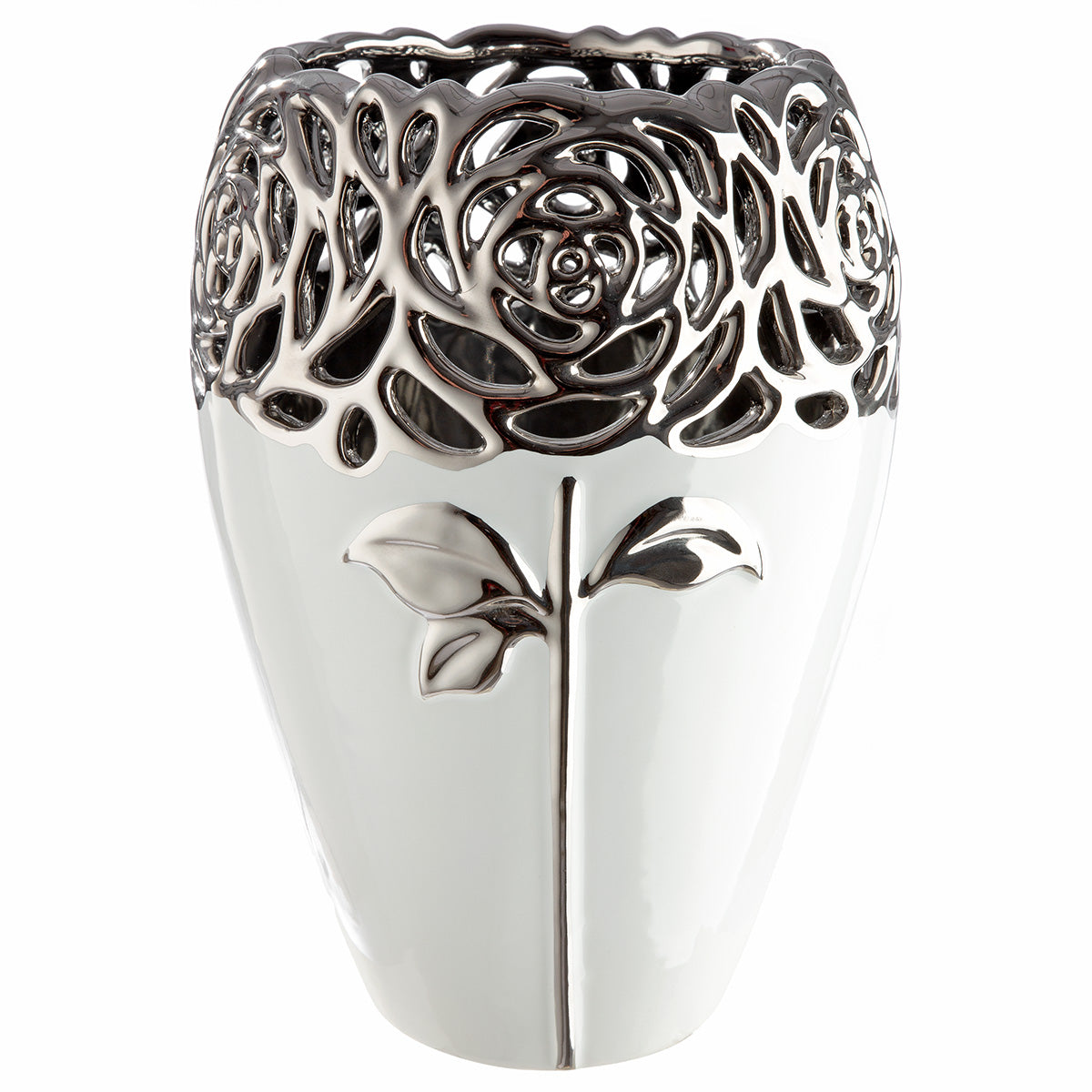 Rose Vaas Wit-Zilver 23.5 cm