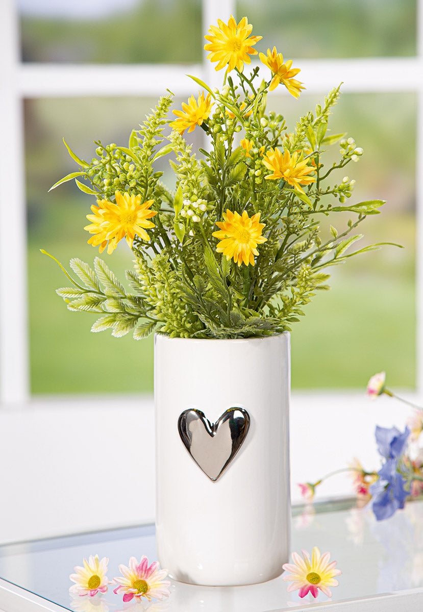 Modern Heart Vaas Wit-Zilver 15.5 cm