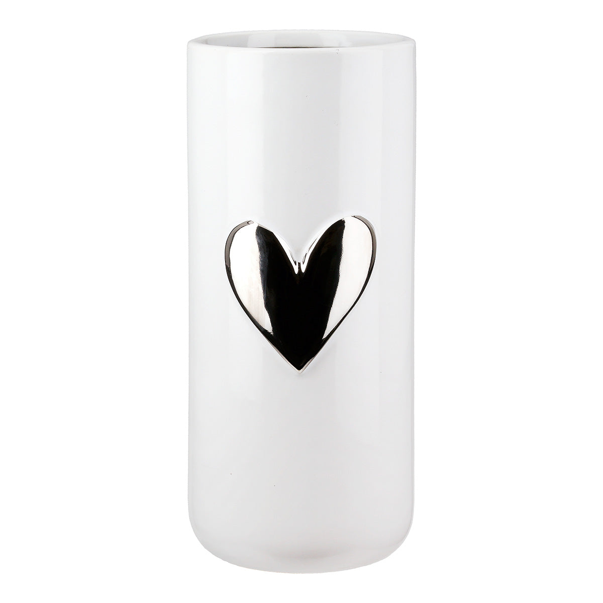 Modern Heart Vaas Wit-Zilver 22 cm