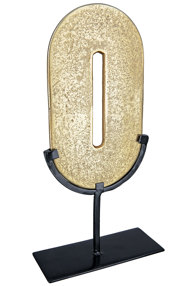 Zero Ovale Aluminium Sculptuur Goud