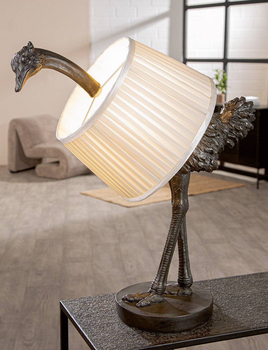 Ostrich Struisvogel Tafellamp Grijs