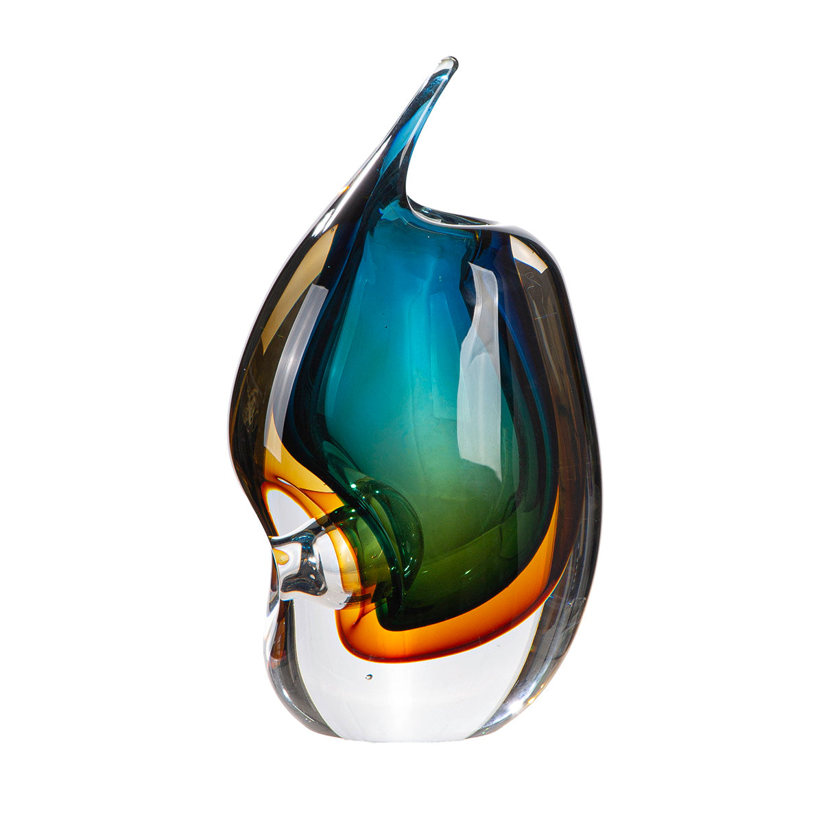 Glazen vaas Dario blauw-bruin 23.5 cm