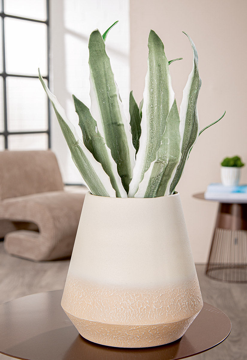 Echo Beige Ronde Metalen Vaas 24 cm