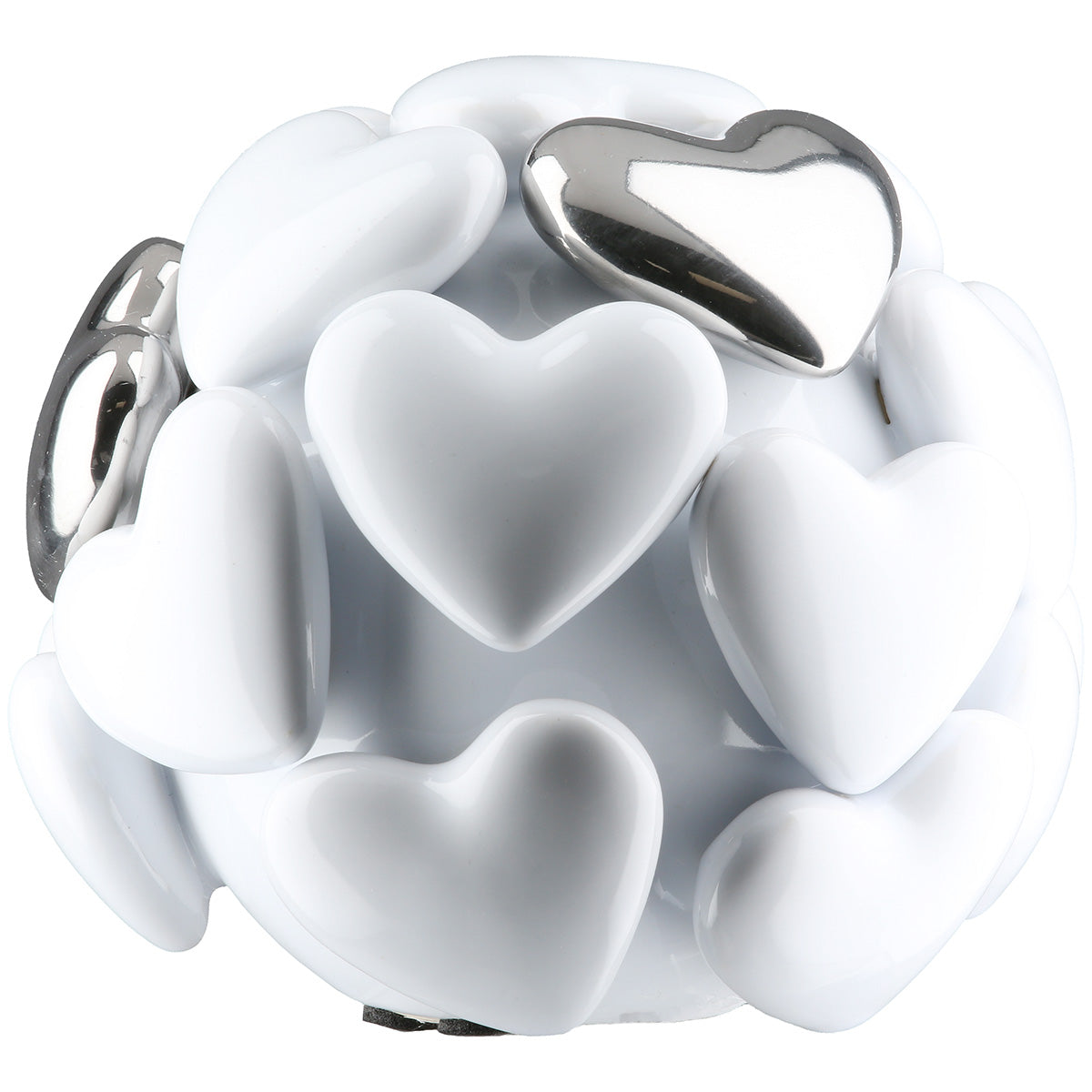 Keramische Decoratiebal Hart Wit