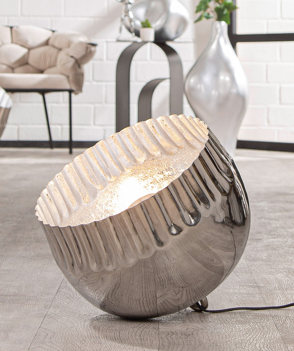 Meteo ronde vloerlamp zilver 27cm
