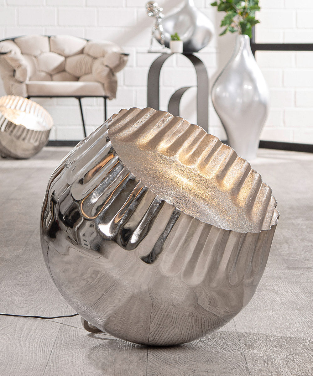 Meteo ronde vloerlamp zilver 52cm