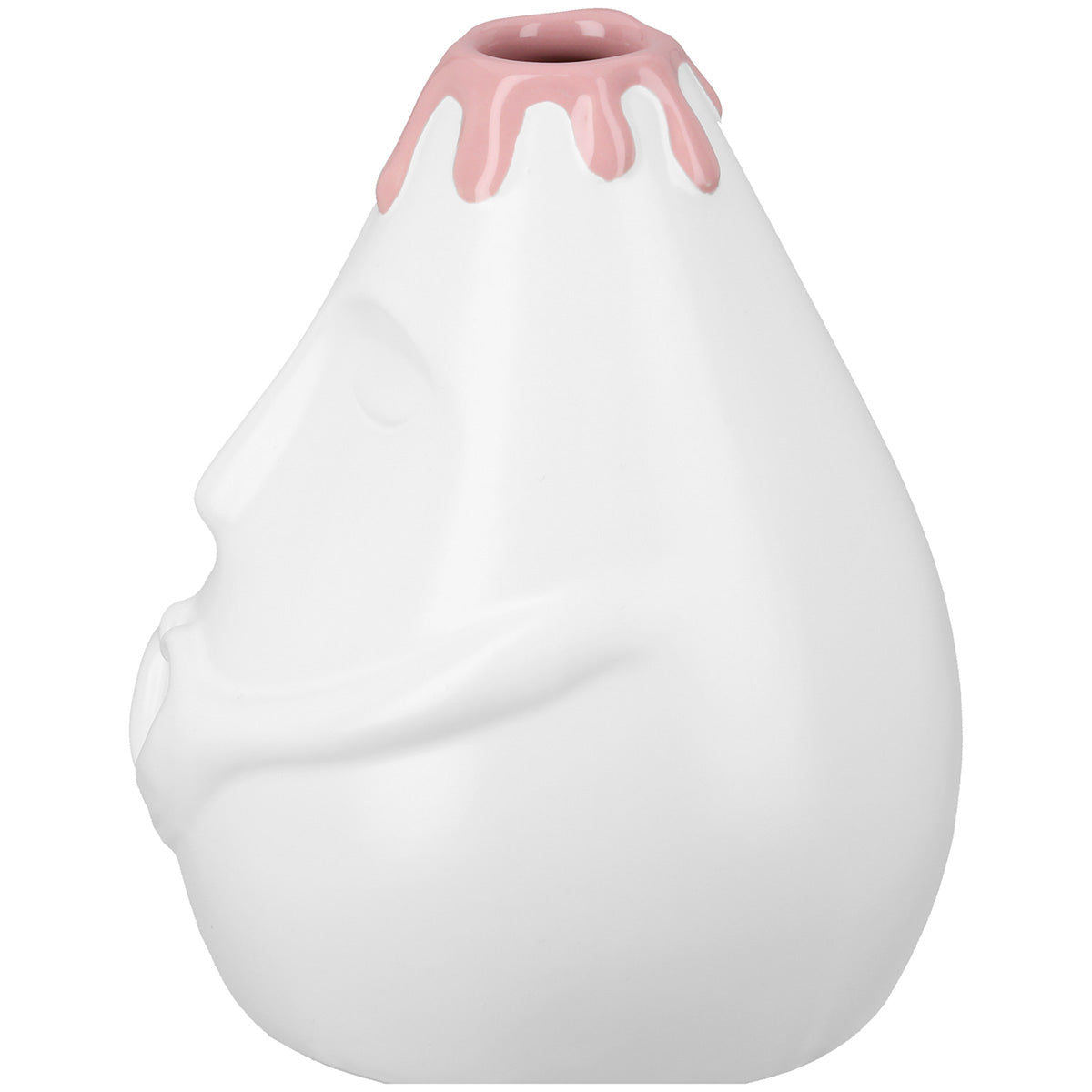 Herz Gezichtsvaas Wit-Roze 13 cm