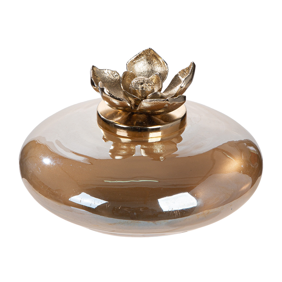 Glazen Decoratie Flor Champagne 24 cm