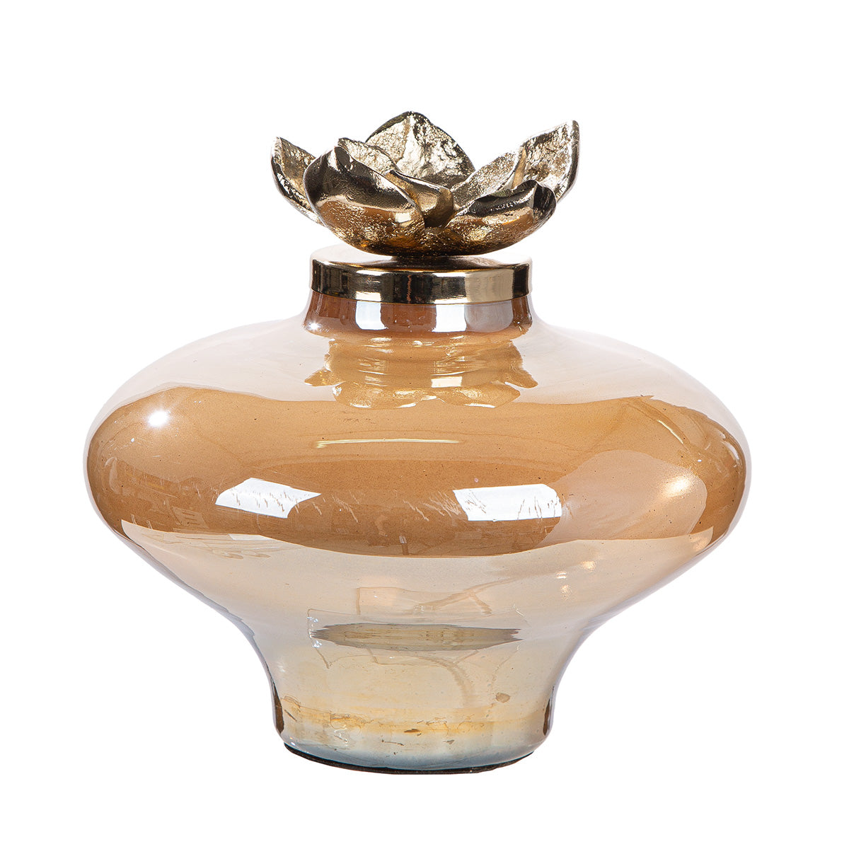 Glazen Decoratie Flor Champagne 23 cm