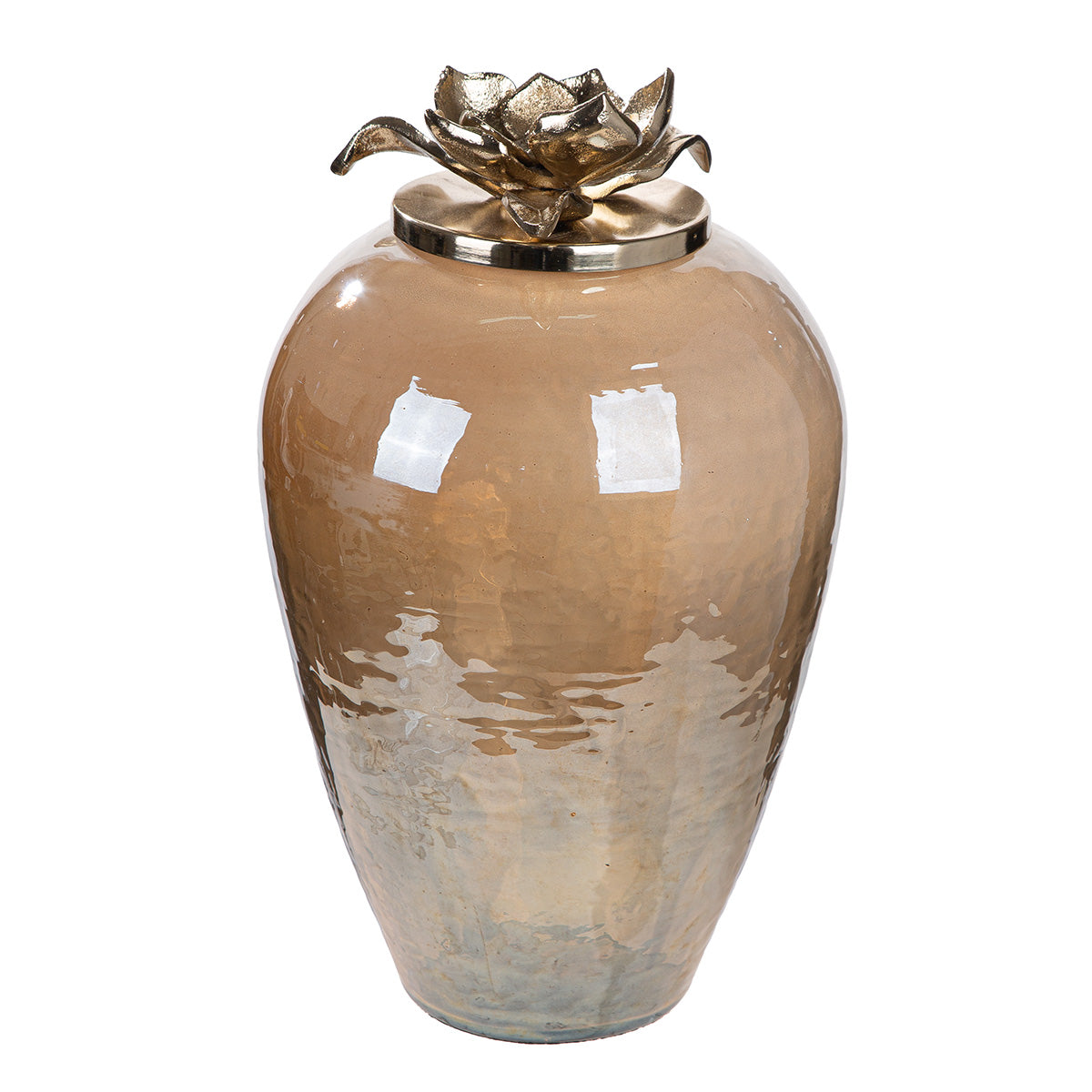Glazen Decoratie Flor Champagne 40 cm
