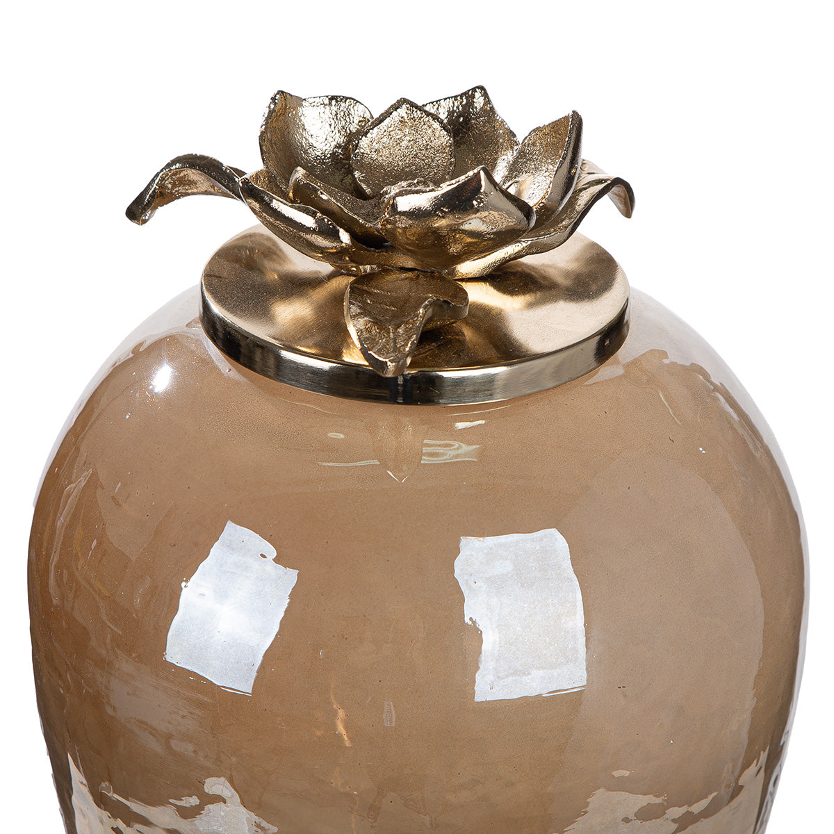 Glazen Decoratie Flor Champagne 40 cm