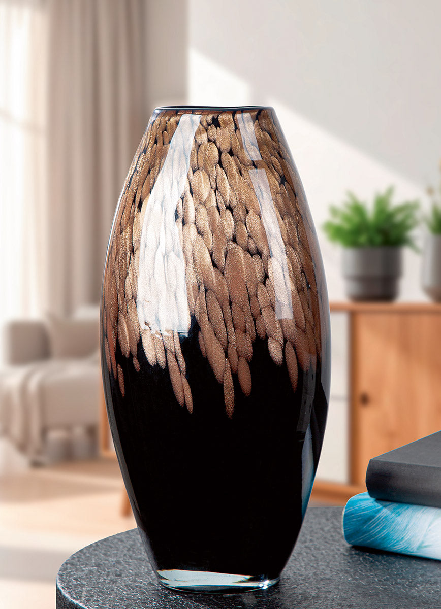 Zwarte glazen vaas Lemark 34 cm